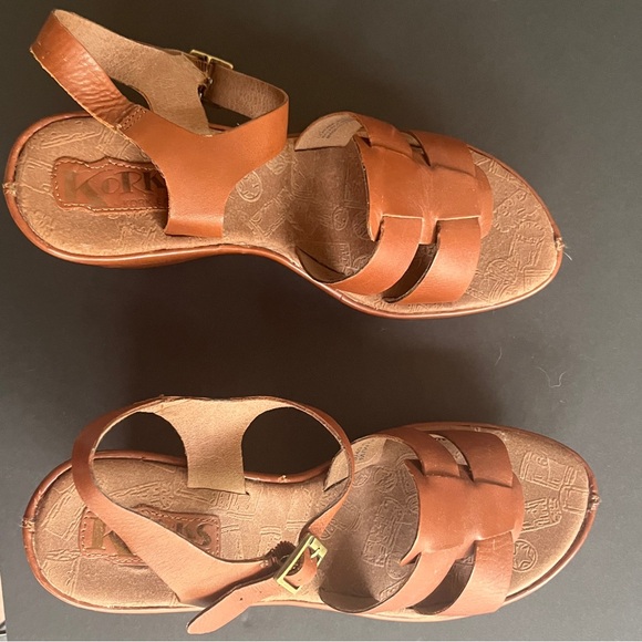 Korks by Kork-Ease Brown Wedge Sandals with Ankle Strap, 8 - Picture 2 of 3